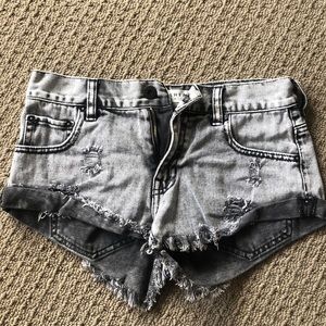 Faded black/grey denim shorts